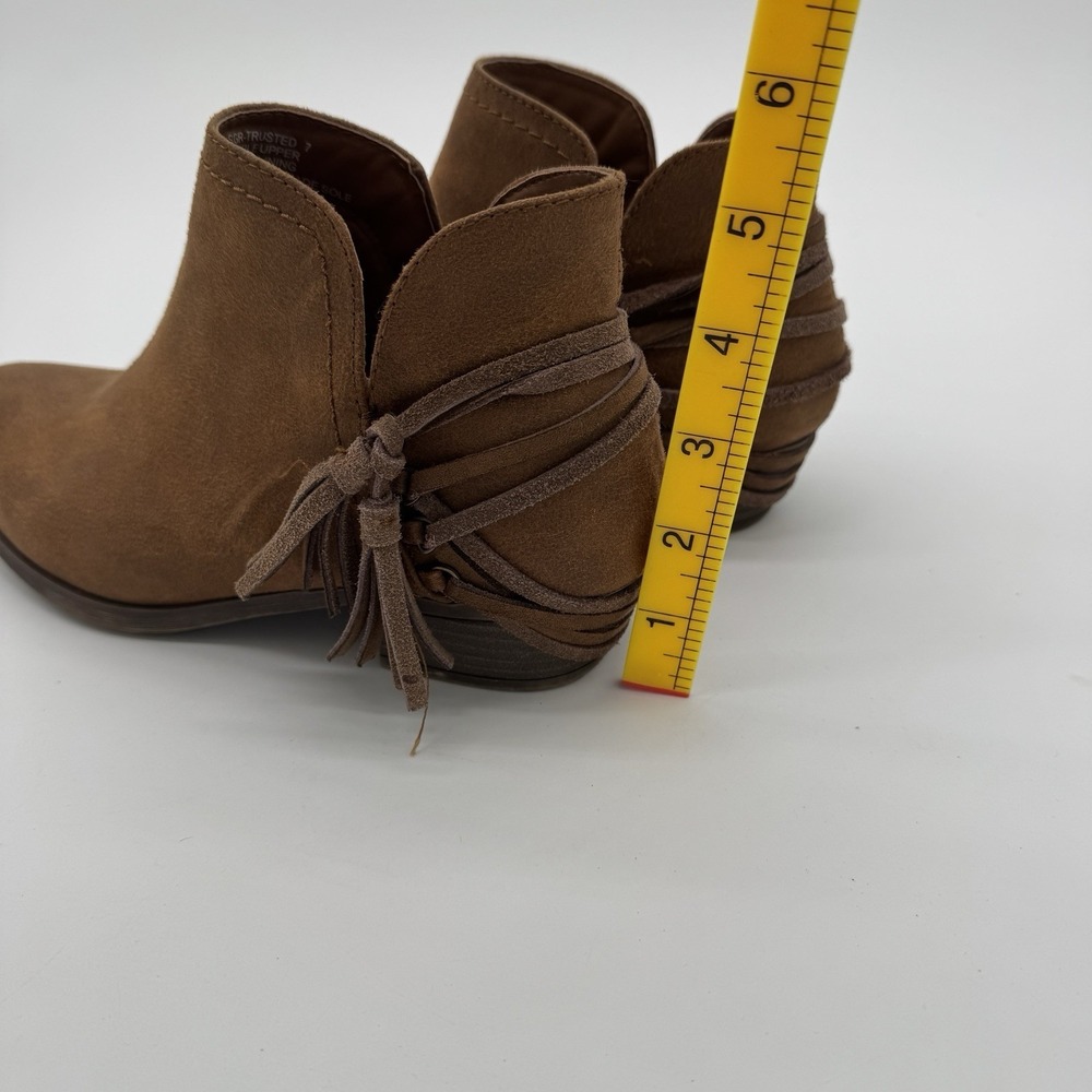 Sugar Brown Suede Ankle Boots Fringe Tassel Western Boho Womens Size 7 - Picture 12 of 13